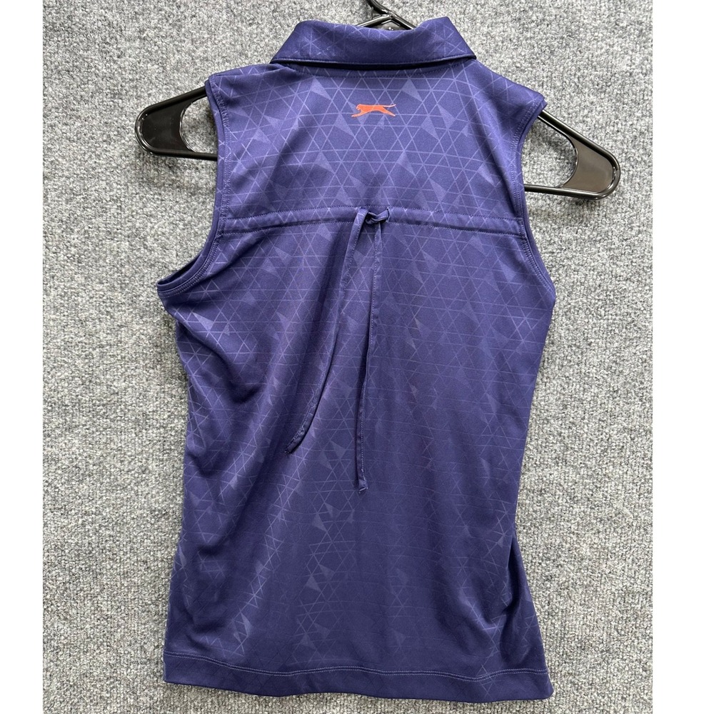 Slazenger Womens Purple Geometric Sleeveless Golf Polo Shirt, tennis,  XS